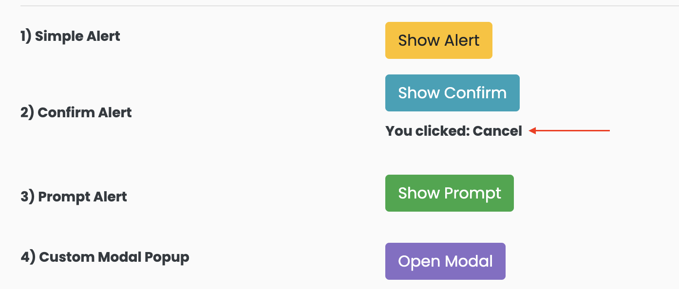 Dismissed popup